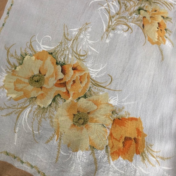 Vtg Yellow Floral Scarf - Picture 1 of 10